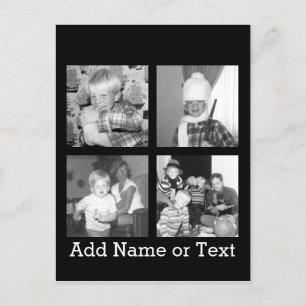 Instagramコラージュを4枚の写真で作成 – 黒 ポストカード