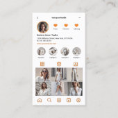 InstagramスキャンしてQRコードをオレンジ色に接続 名刺 (正面)