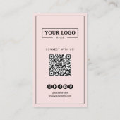 InstagramスキャンしてQRコードを接続する赤面ピンク 名刺 (裏面)