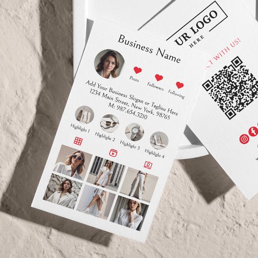 InstagramスキャンしてQRコードを赤に接続 名刺