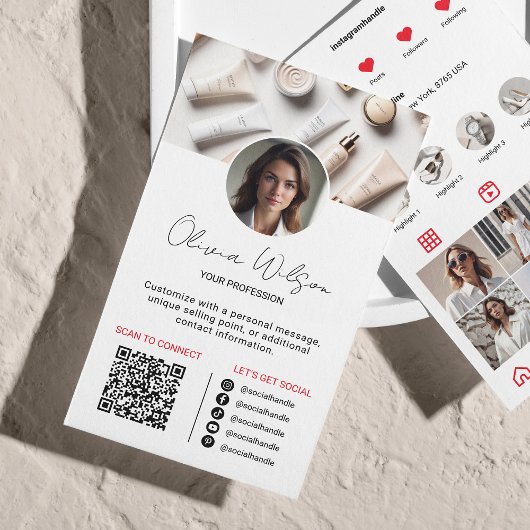 InstagramスキャンしてQRコードを赤に接続 名刺