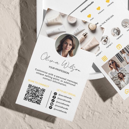 InstagramスキャンしてQRコードを黄色に接続 名刺