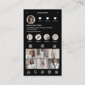 InstagramスキャンしてQRコードブラックに接続 名刺 (正面)
