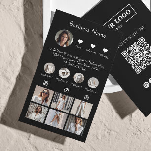 InstagramスキャンしてQRコードブラックに接続 名刺