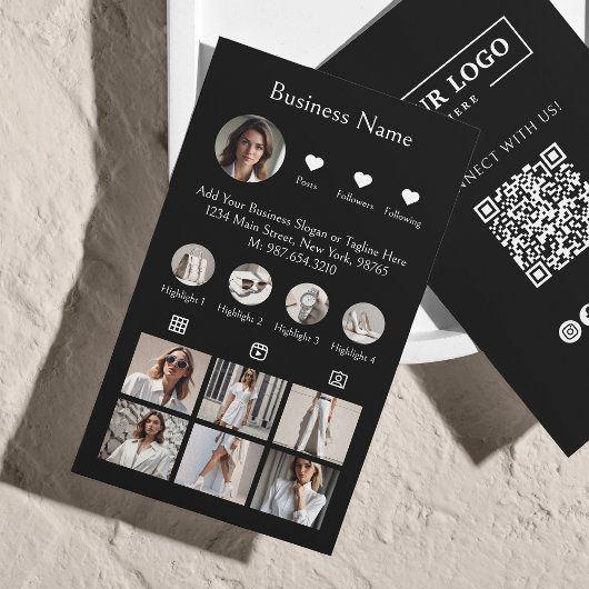 InstagramスキャンしてQRコードブラックに接続 名刺