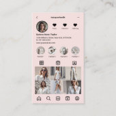 InstagramスキャンでQRコードピンクを接続 名刺 (正面)