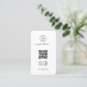 InstagramスタイリッシュとFacebookのホワイトQRコード 名刺 (スタンド正面)