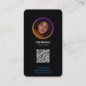 Instagramスタイルトレンディーフォトブラックダークテーマ 名刺 (裏面)