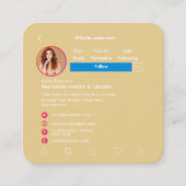 InstagramスタイルトレンディーQRコード付きソーシャルメディア スクエア名刺 (正面)