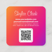 InstagramスタイルホワイトトレンディーソーシャルメディアQRコード スクエア名刺 (裏面)