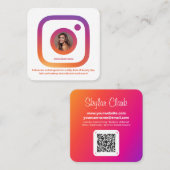 InstagramスタイルホワイトトレンディーソーシャルメディアQRコード スクエア名刺 (正面/裏面)