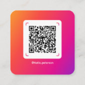 InstagramスタイルホワイトトレンディーソーシャルメディアQRコード スクエア名刺 (裏面)