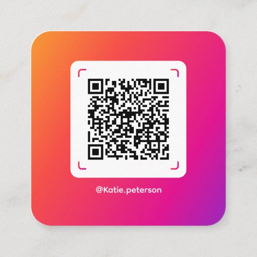 InstagramスタイルホワイトトレンディーソーシャルメディアQRコード スクエア名刺 (裏面)