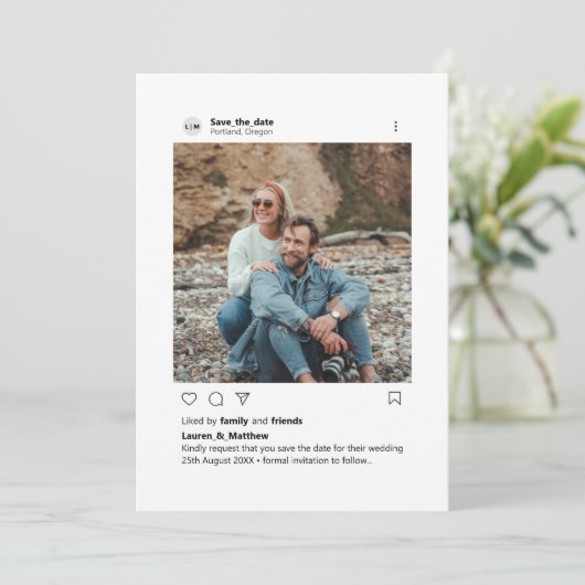 Instagramスタイルミニマルカスタムリスト写真 セーブザデート (スタンド正面)