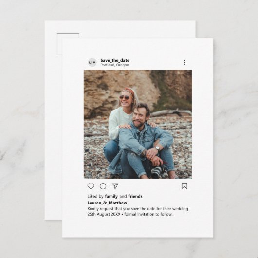 Instagramスタイルミニマルカスタムリスト写真 案内ポストカード (正面/裏面)