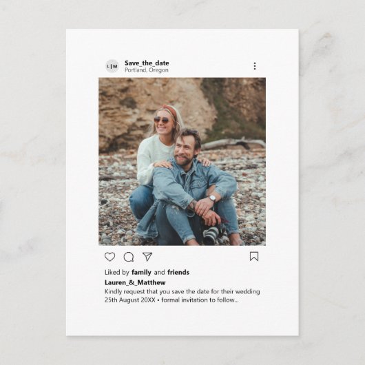 Instagramスタイルミニマルカスタムリスト写真 案内ポストカード (正面)