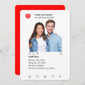 Instagramスタイル中国のウェディング日付の保存 招待状 (正面/裏面)