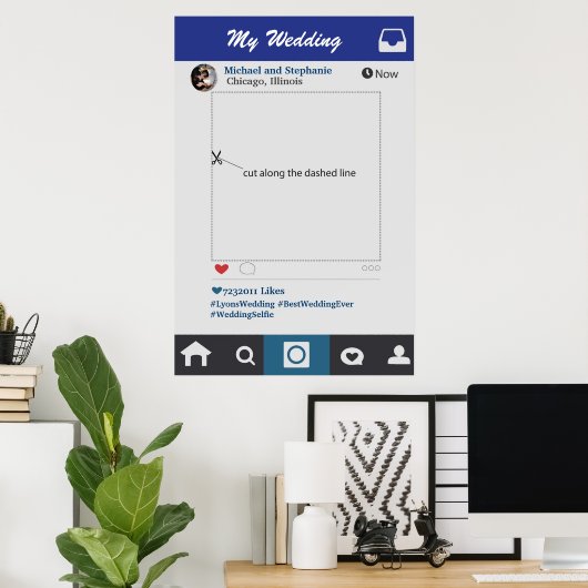 Instagramスタイル結婚のフォトブースフレームプロップ ポスター (ホームオフィス)