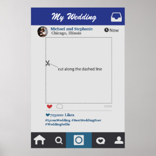 Instagramスタイル結婚のフォトブースフレームプロップ ポスター