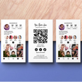 InstagramスタイルQrコードモダンエレガント白黒 名刺