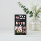 InstagramスタイルQrコードモダンエレガント白黒 名刺 (スタンド正面)