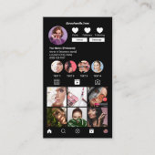 InstagramスタイルQrコードモダンエレガント白黒 名刺 (正面)