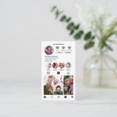 InstagramスタイルQrコードモダンエレガント白黒 名刺 (スタンド正面)