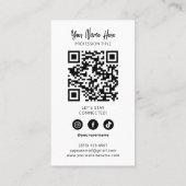 InstagramスタイルQrコードモダンエレガント白黒 名刺 (裏面)