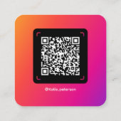 Instagramソーシャルメディアのプロフィール写真とQRコード スクエア名刺 (裏面)