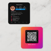 Instagramソーシャルメディアのプロフィール写真とQRコード スクエア名刺 (正面/裏面)