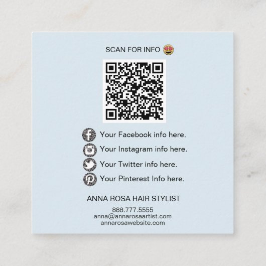 *~* INSTAGRAMソーシャルメディアアイコンQRコード正方形 スクエア名刺 (裏面)