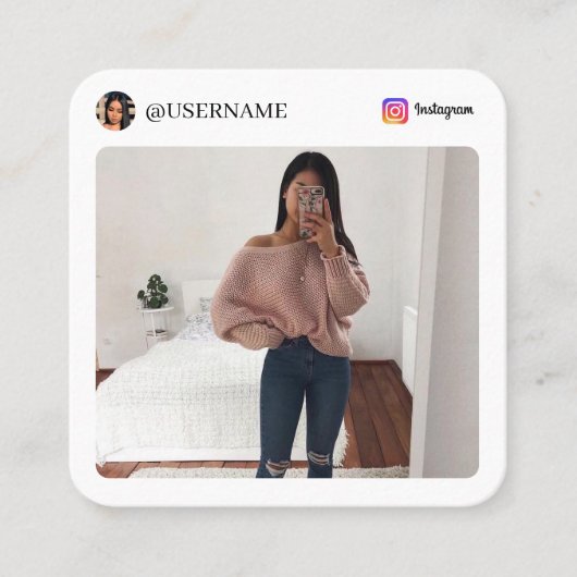 Instagramソーシャルメディアフォト名刺 スクエア名刺 (正面)