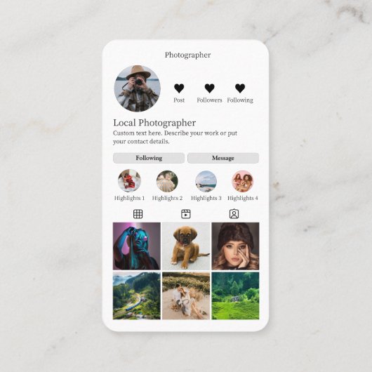 InstagramソーシャルメディアプロファイルQRコード 名刺 (裏面)