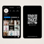 InstagramソーシャルメディアQRコードブラックビジネスカード 名刺