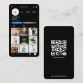 InstagramソーシャルメディアQRコードブラックビジネスカード 名刺 (正面/裏面)