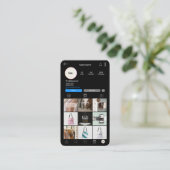 InstagramソーシャルメディアQRコードブラックビジネスカード 名刺 (スタンド正面)