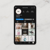 InstagramソーシャルメディアQRコードブラックビジネスカード 名刺 (正面)