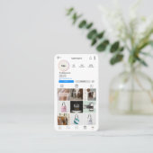 InstagramソーシャルメディアQRコードホワイトビジネスカード 名刺 (スタンド正面)