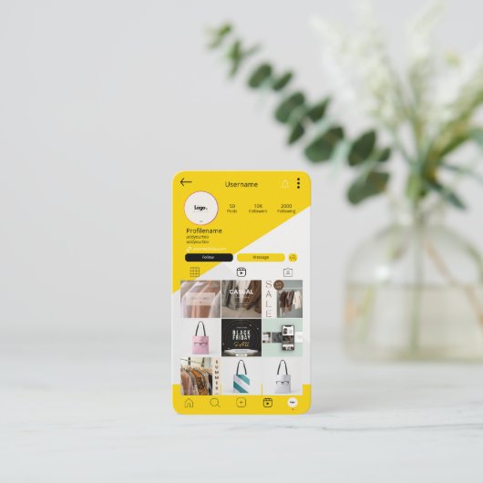 InstagramソーシャルメディアQRコード名刺 名刺 (スタンド正面)