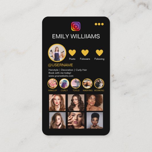 InstagramテンプレートソーシャルメディアQRコード 名刺 (裏面)
