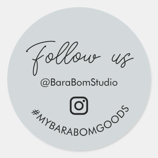 Instagramパッ後を追ケージのステッカーにグレー ラウンドシール (正面)