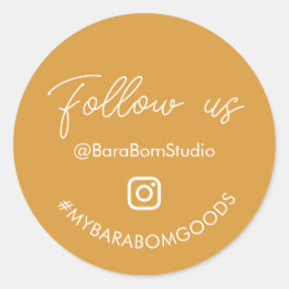 Instagramパッ後を追ケージのステッカーを黄色で表示 ラウンドシール