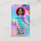 InstagramピンクホログラフィックQRコードソーシャルメディア 名刺 (裏面)