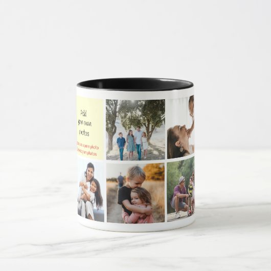 Instagramファミリー写真10写真コラージュマグ マグカップ (中央)