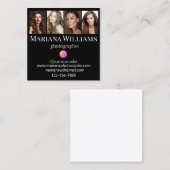 instagramフォトグラファー4写真コラージュ黒シック スクエア名刺 (正面/裏面)