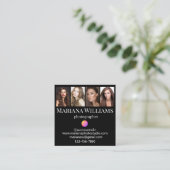 instagramフォトグラファー4写真コラージュ黒シック スクエア名刺 (スタンド正面)