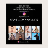 instagramフォトグラファー8写真コラージュ黒シック 名刺 (外部フラット)