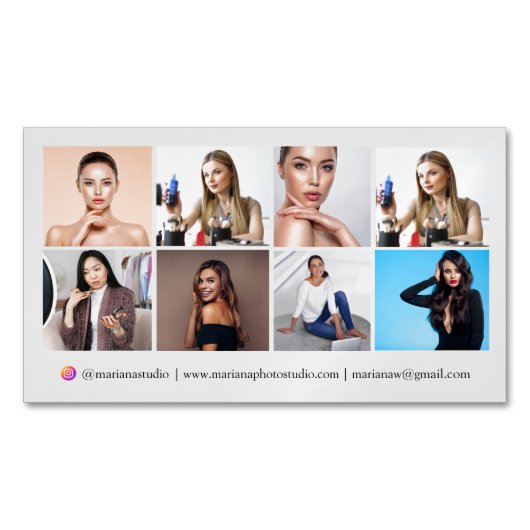 instagramフォトグラファー8写真コラージュchic マグネット名刺 (正面)