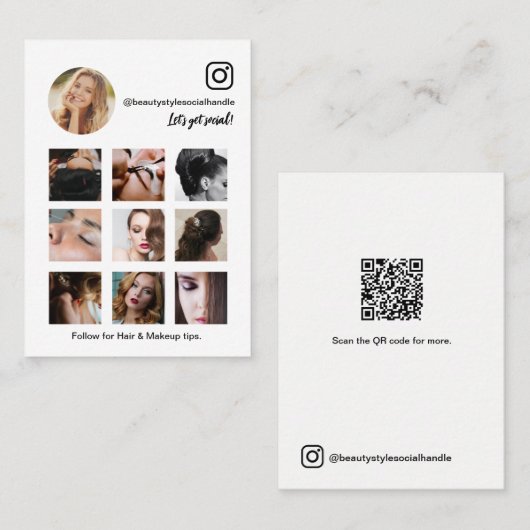 Instagramフォトグリッドコラージュ美しいソーシャルメディア 名刺 (正面/裏面)