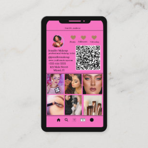 InstagramフォトグリッドモダンQRコードメイクアップアーティスト 名刺